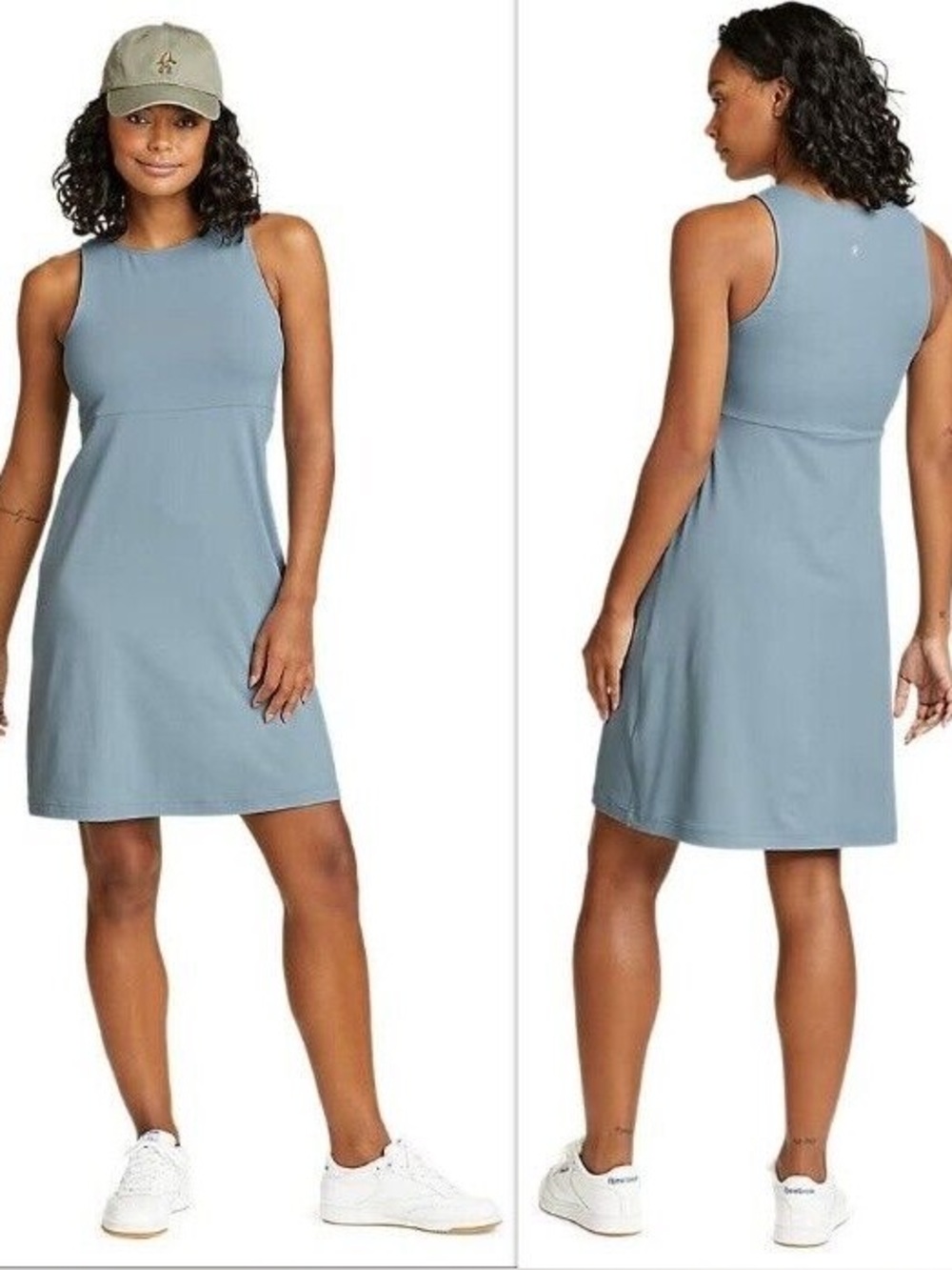 NWT Eddie Bauer Aster Sleeveless Empire Waist Dress XL Blue Athleisure